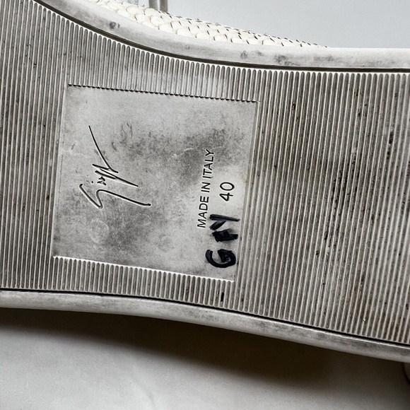 Giuseppe Zanotti Cream Python Embossed Leather Double Zip High Top Sneakers 40 - Picture 13 of 13